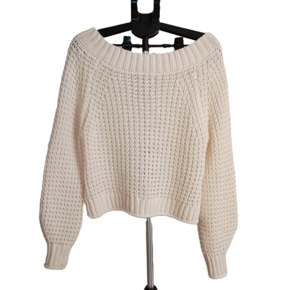 Abercrombie & Fitch Off White Large Knit Bateau Neck Sweater Women’s Size XS EUC - Picture 13 of 14